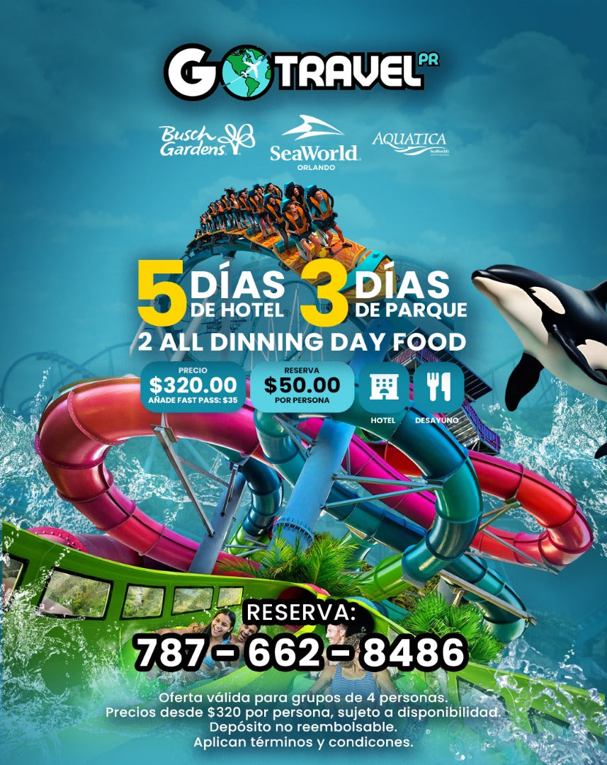 5 DÍAS DE HOTEL + 3 DÍAS DE PARQUE: SEAWOLD- BUSH GARDENS - AQUATICA