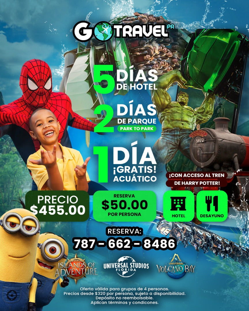 UNIVERSAL: 5 DIAS HOTEL + 3 PARQUES