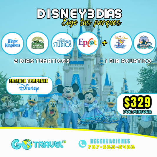 DISNEY 3 DIAS: 2 parques tematicos y 1 acuatico