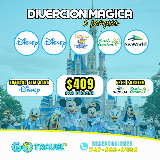 DISNEY MAGIA 5 DIAS: 2 parques temáticos y 1 día acuático Disney + 2 parques de SeaWold